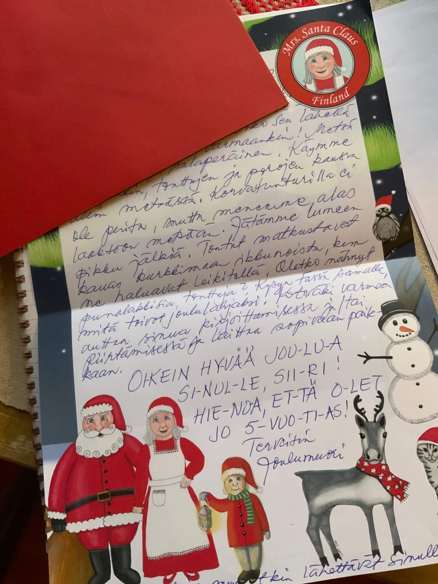 A nice letter from Mrs. Santa Claus Finland